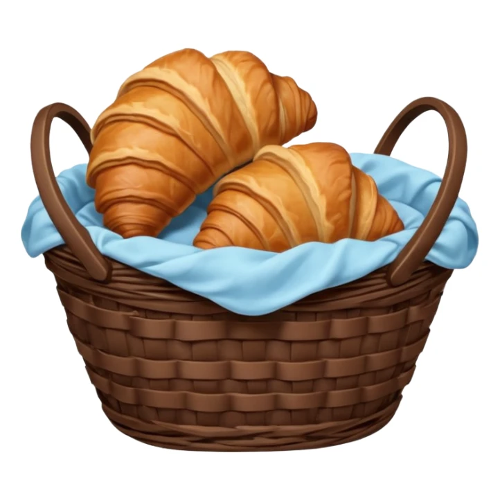 Croissant with poured chocolate in a pale blue wicker basket sticker