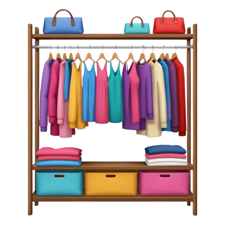 open wardrobe with woman clothes hanging inside sticker