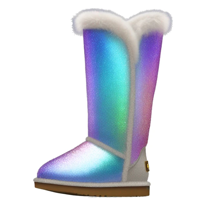 Realistic iridescent Sparkle glitter and fur Ugg boots. sticker