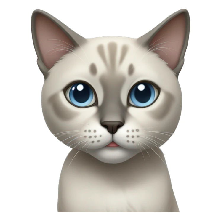 Thai breed cat with a light cream body, dark gray face, ears, and paws. Short fur, sharp ears, and striking light blue eyes with an intense gaze. sticker