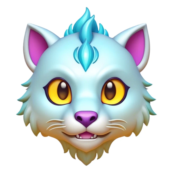 Clash of Clans aesthetic: Cinematic Playful Beast Emoji, rendered in a 3D vector-style similar to standard emojis with minimal shading and bold, simplified shapes. A compact, isometric mythical creature with wild, majestic features and fierce yet endearing eyes, softly glowing with a primal enchanted charm. Simplified yet unmistakably iconic, highly detailed and consistent, glowing with a soft radiant shine and high polish. Stylized with a touch of mythical wildness and a soft glowing outline, capturing the essence of a legendary beast with a friendly, playful allure! sticker