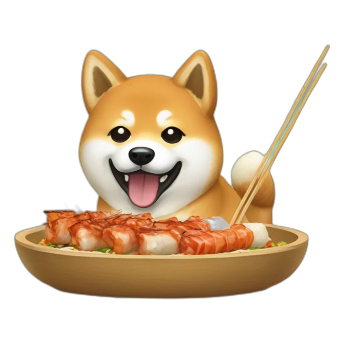 Shiba eating yakitori sticker