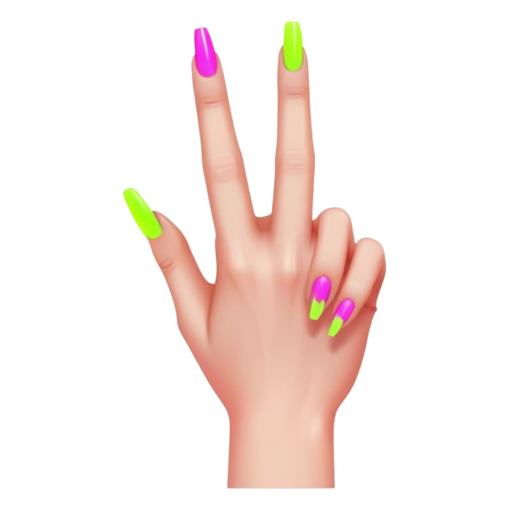 cyberpunk style neon middle finger with long neon nails sticker