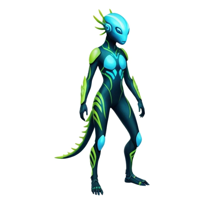 Tropical futuristic lush neon Fionbri-Vernid-creature (full body) sticker