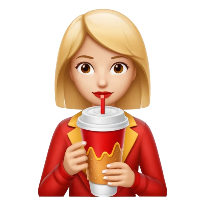 woman holding fastfood drink sticker