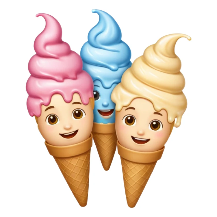 happy children with melting ice cream cones sticker