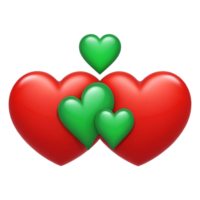 two hearts circling each other. one is red, the other is green sticker