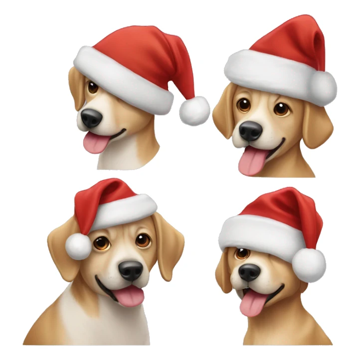 Een hond met een kerstmuts op sticker