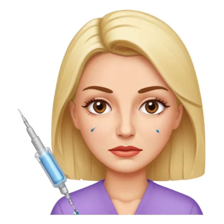 Woman taking a botox injection in the face sticker