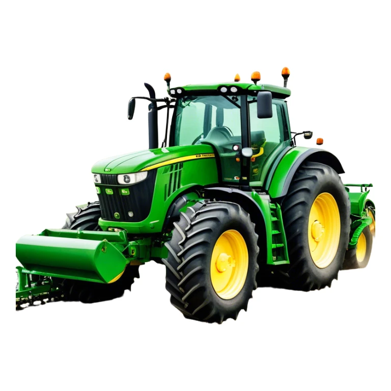 John Deere 6155M (2020) – Cinematic-realistic John Deere 6155M tractor, its iconic green and yellow body rolling across vast Australian farmlands. The powerful engine hums as it tows a massive plow sticker