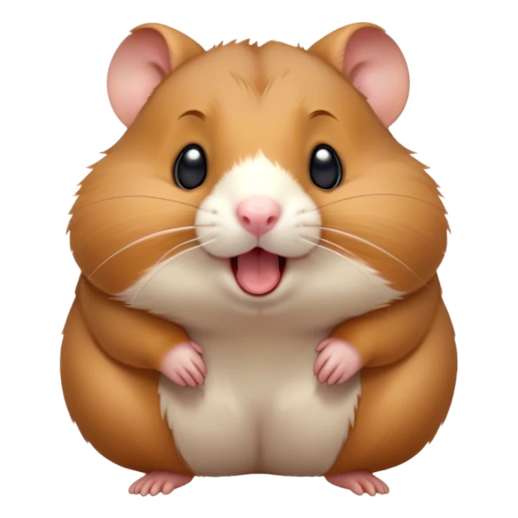 Cinematic Cute Yawning Brown Hamster Portrait Emoji, Head tilted slightly with a dramatic, wide-open yawn, showcasing a smooth, rich brown coat with tiny droopy ears, round dark eyes barely open in drowsy contentment, Simplified yet irresistibly adorable features, highly detailed, glowing with a soft, cozy glow, high shine, relaxed yet expressive, stylized with a touch of whimsy, bright and endearing, soft glowing outline, capturing the essence of a sleepy yet affectionate hamster, so drowsy it feels like it could stretch out of the screen and curl up for a nap! sticker