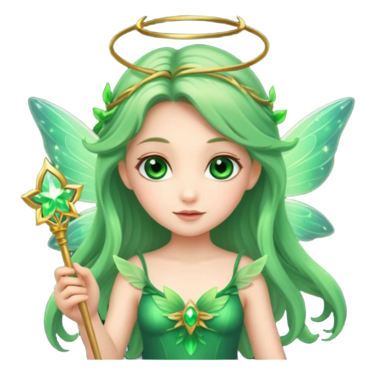 Cute fairy with wings holding glowing wand sticker