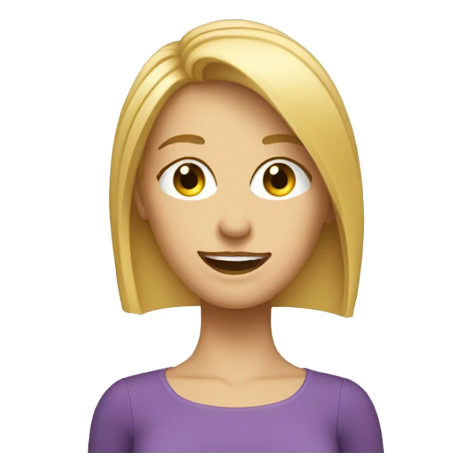 blonde straight middle length hair woman winking face sticker