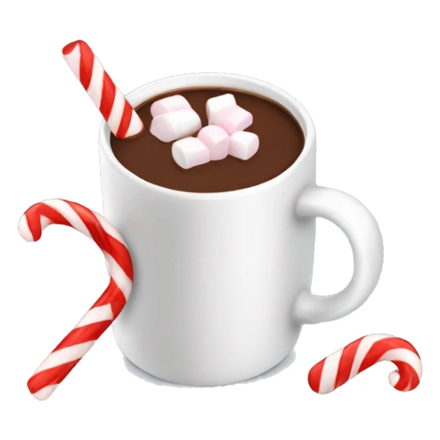  Mug of hot chocolate with marshmallows and a candy cane  sticker