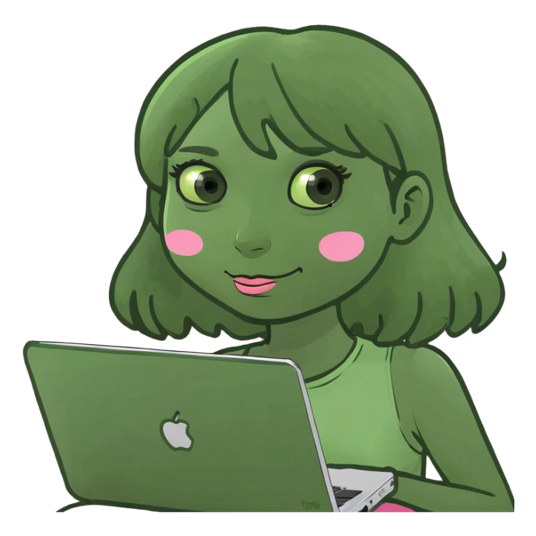 Girl with cute pink laptop  sticker