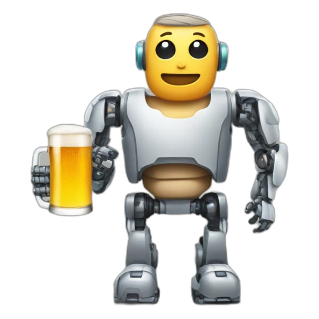 man with robotic body and a beer in hand sticker