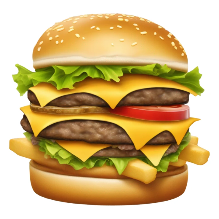 Double cheeseburger and French fries  sticker