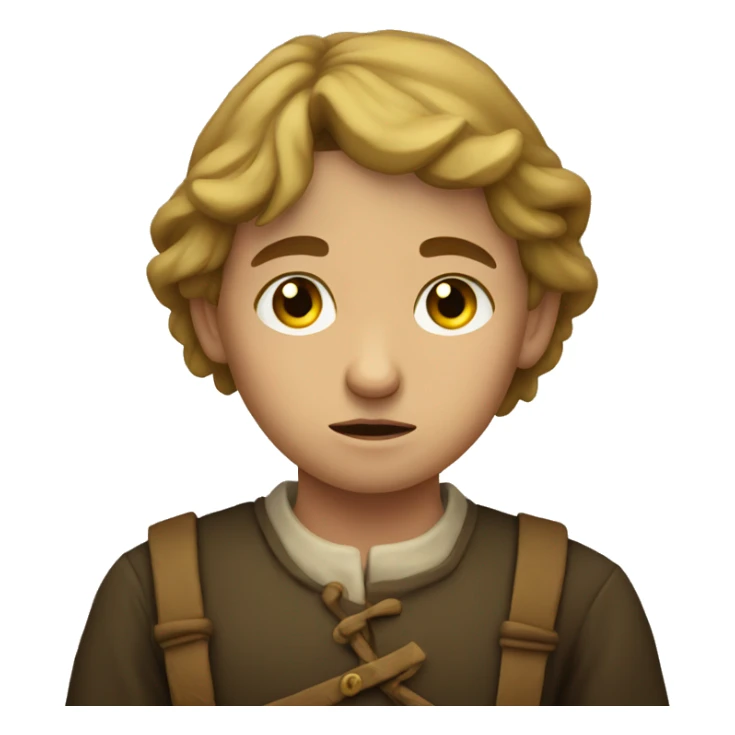 Sad European peasant child sticker