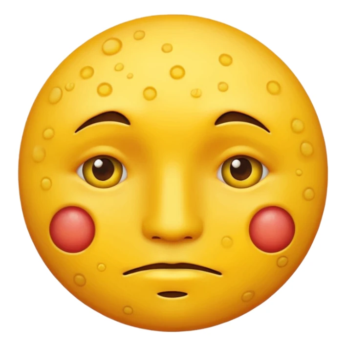 A circular yellow face with many close together face herpes sores sticker