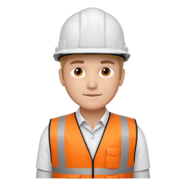 Ingeniero chaleco naranja con casco color blanco sticker