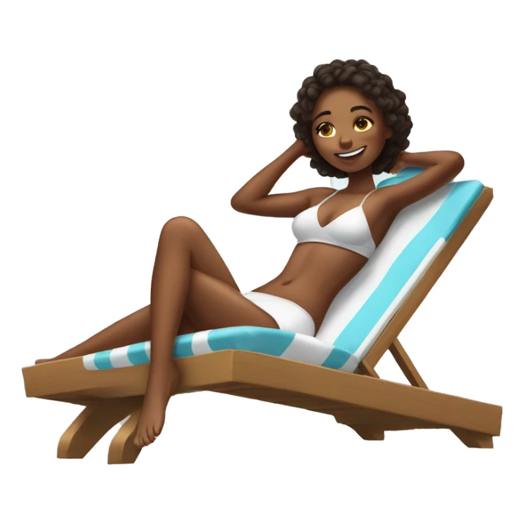 girl laying on a sunbed with a drink sticker