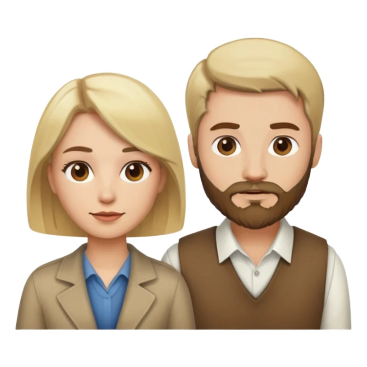 Blonde man with beard and woman with brown bob sticker
