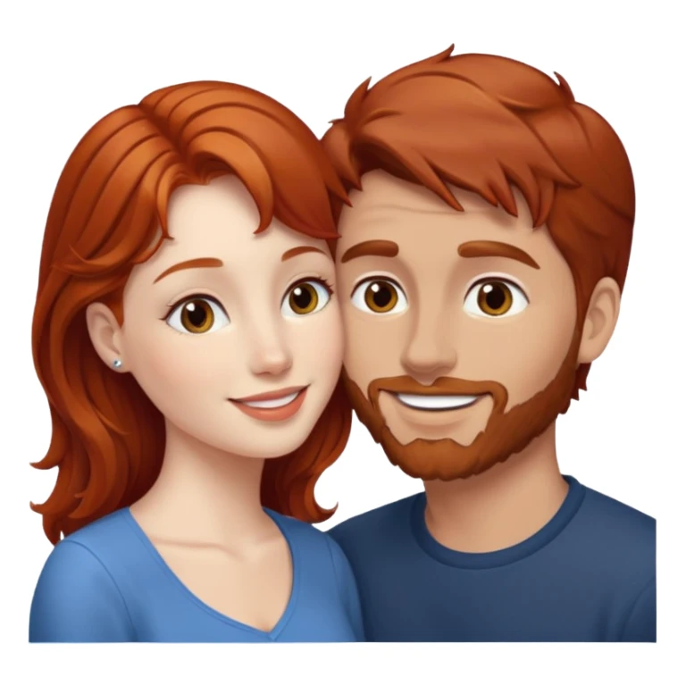 kissy face between brown hair man and redhead woman sticker