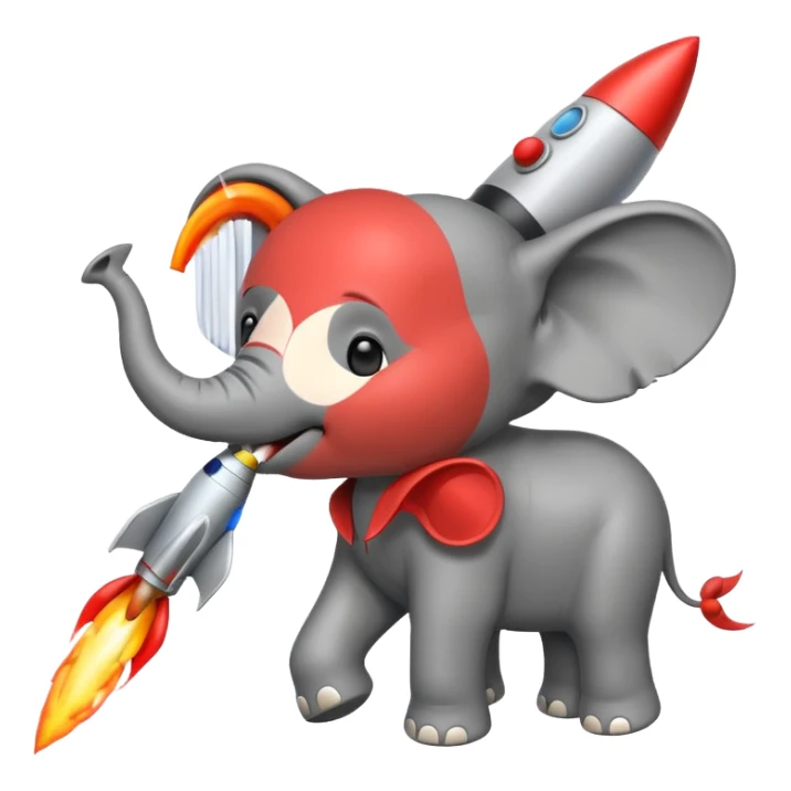 Un emojis de un elefante con coete  sticker