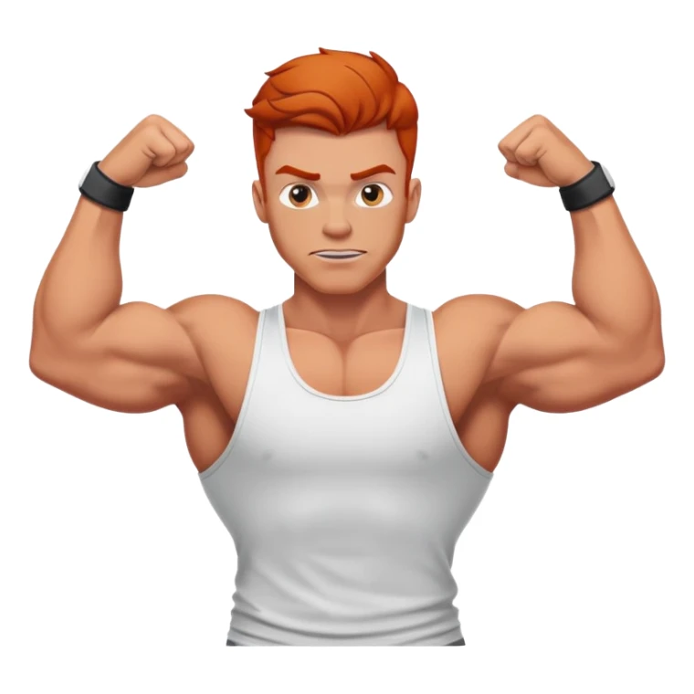 Redheaded muscular guy in a tank top in a double bicep pose sticker
