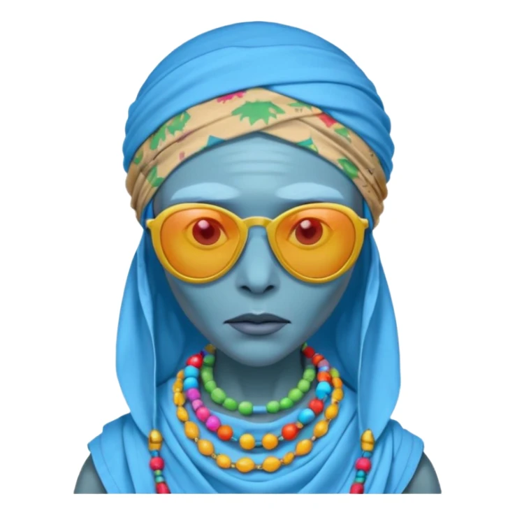 alien living in desert, colorful, accessories, just face  sticker
