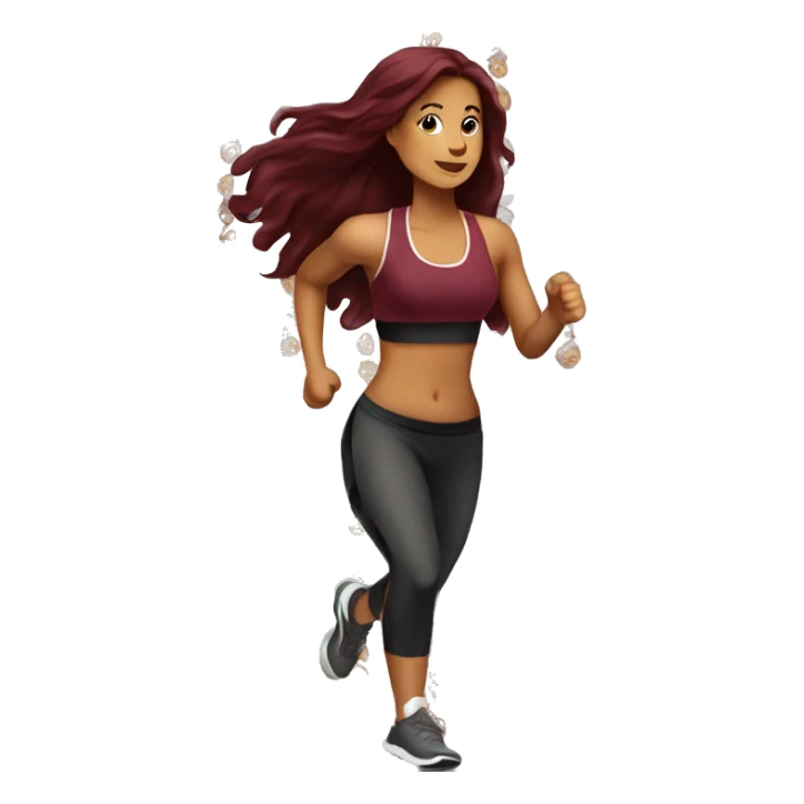 Beautiful tattooed  burgundy long haired woman jogging sticker