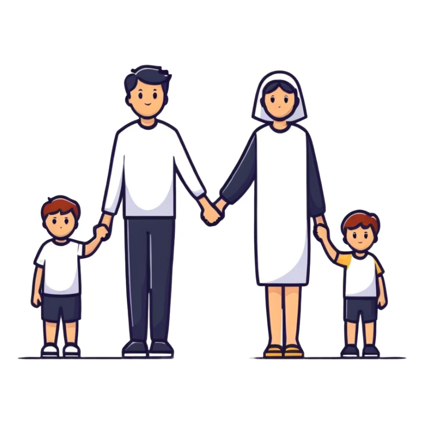 joyful family holding hands sticker