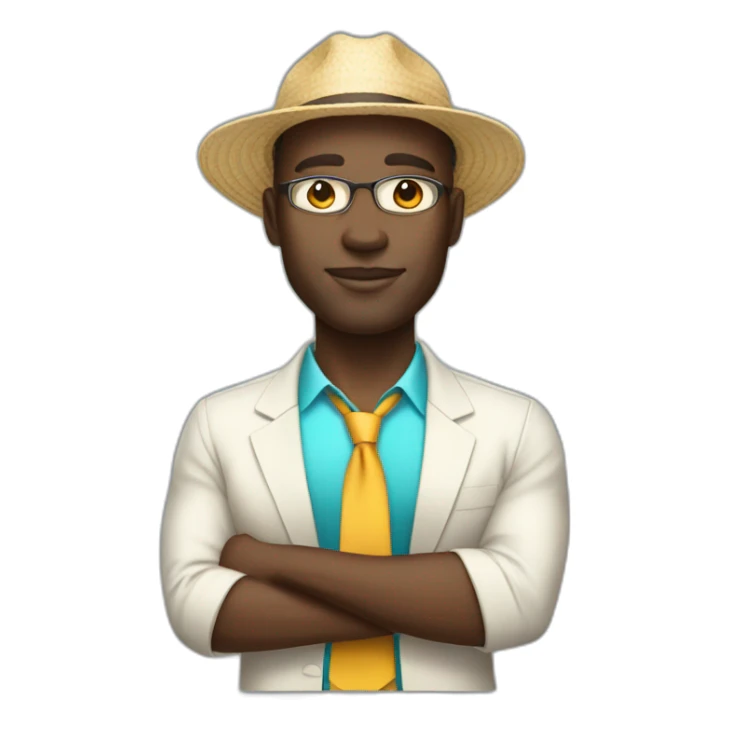 very light skinned African business manager in beach wear sticker