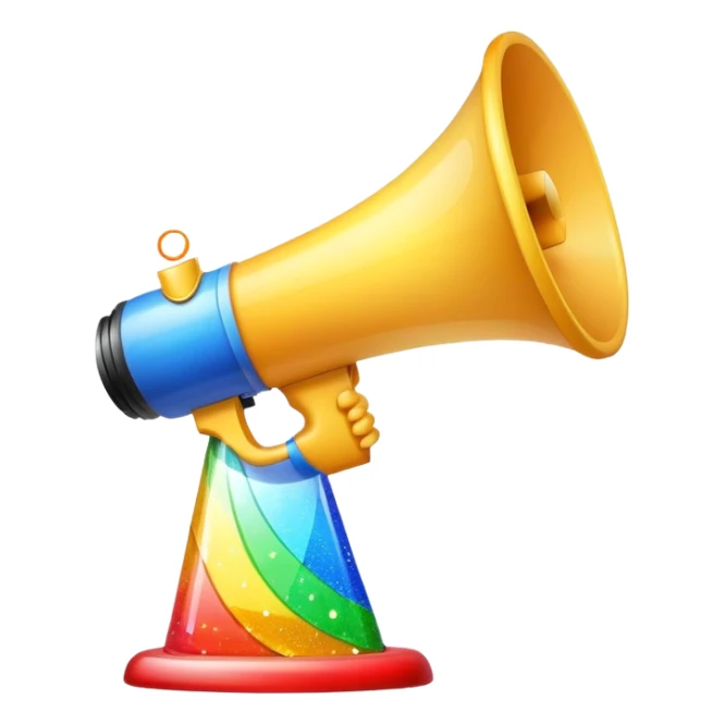 Emoji of a megaphone with sparkles and a growth chart. sticker