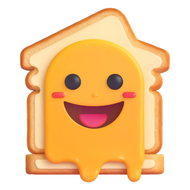 a baby emoji inside a grilled cheese sandwich, smiling, cute and playful sticker