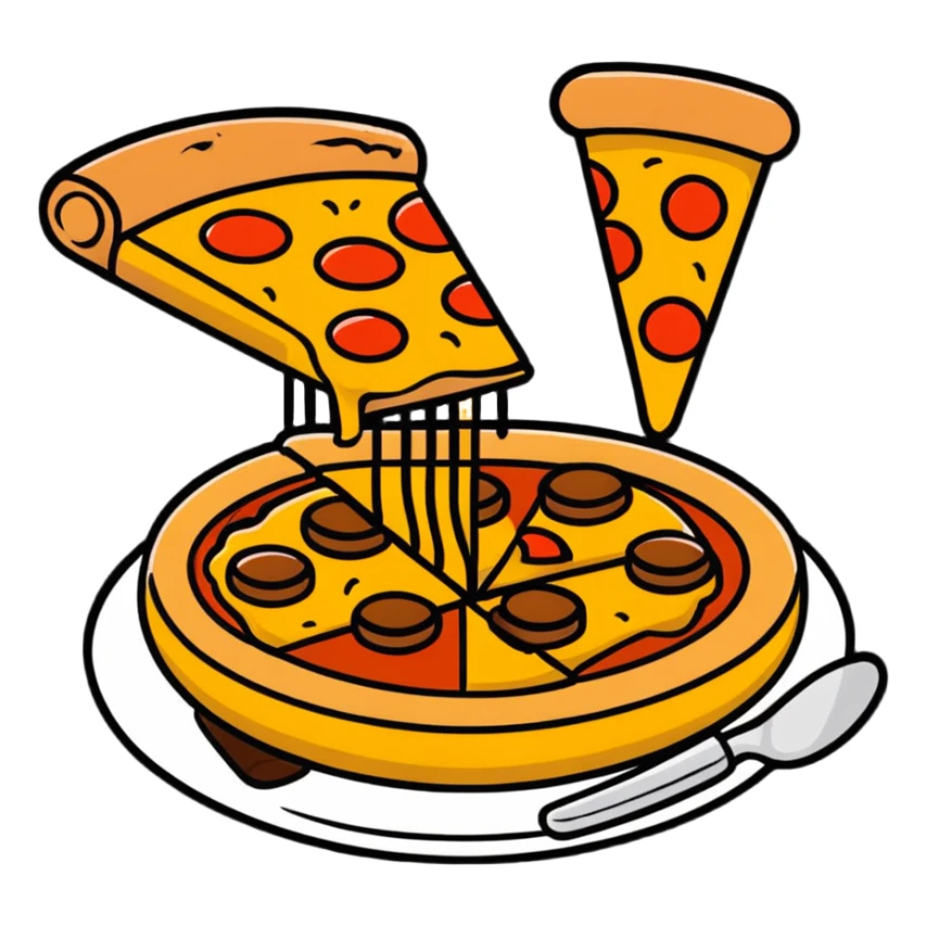 скатерть-самобранка with Italian dishes like pasta, pizza, and tiramisu sticker