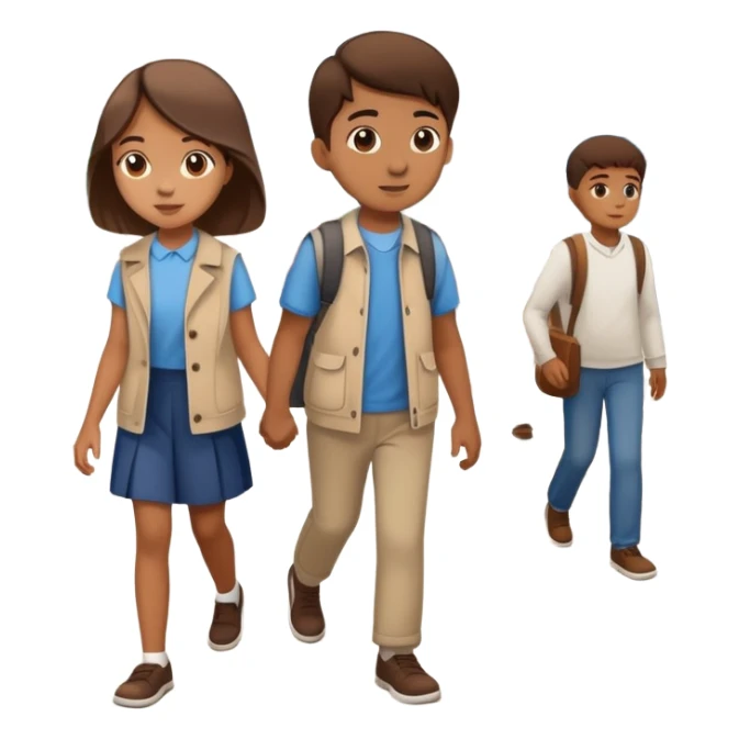 Sister and brother walking in a busy city sticker