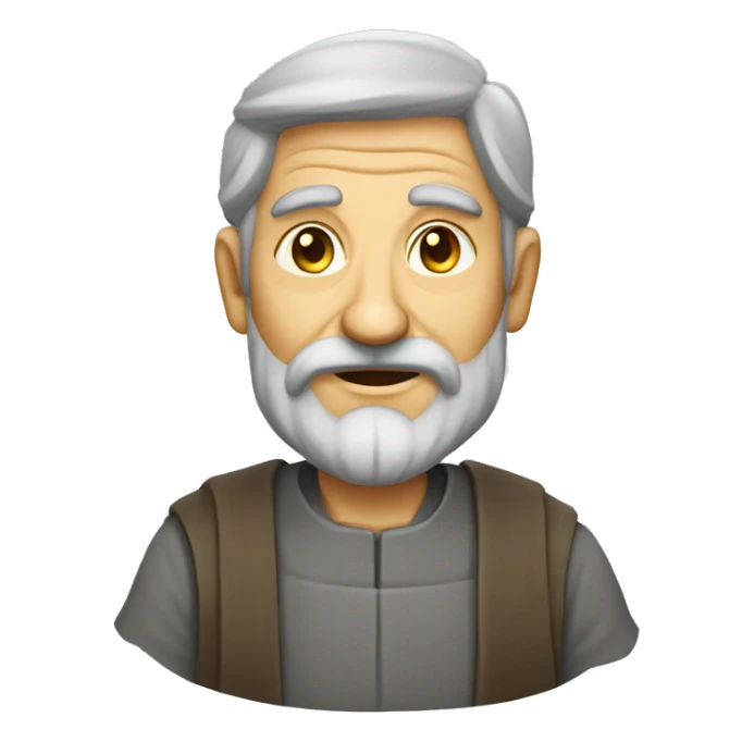 An old clerk in a gray shabby old medieval sticker