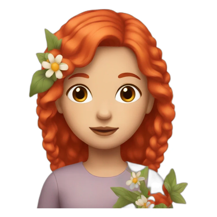 Girl with red hair and flowers sticker