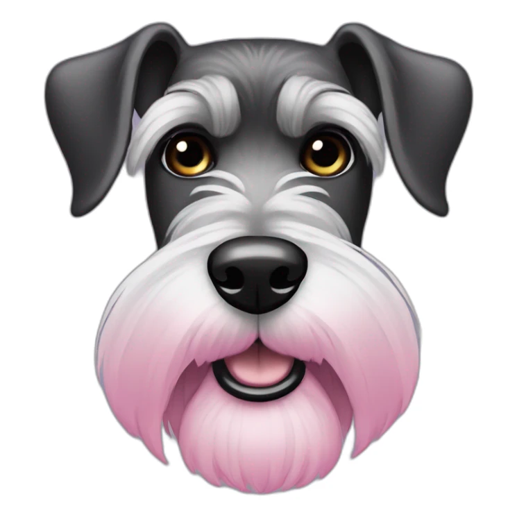 female black-silver schnauzer with long eyelashes and beard, pink collar and long eyebrows sticker