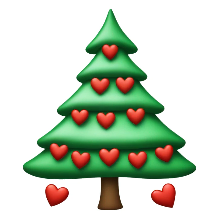 Christmas tree with red and green hearts sticker