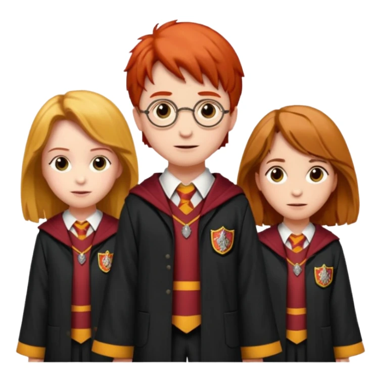 harry potter, ronald weasley and hermione granger in gryfinndor uniform sticker
