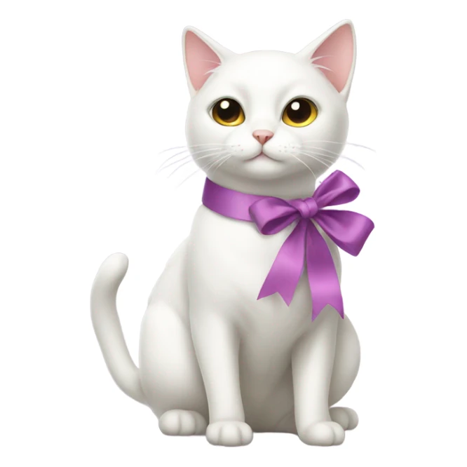 white cat with dress and ribbon sticker