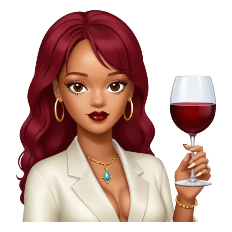 Photo Realistic Rihanna with wine glass sticker
