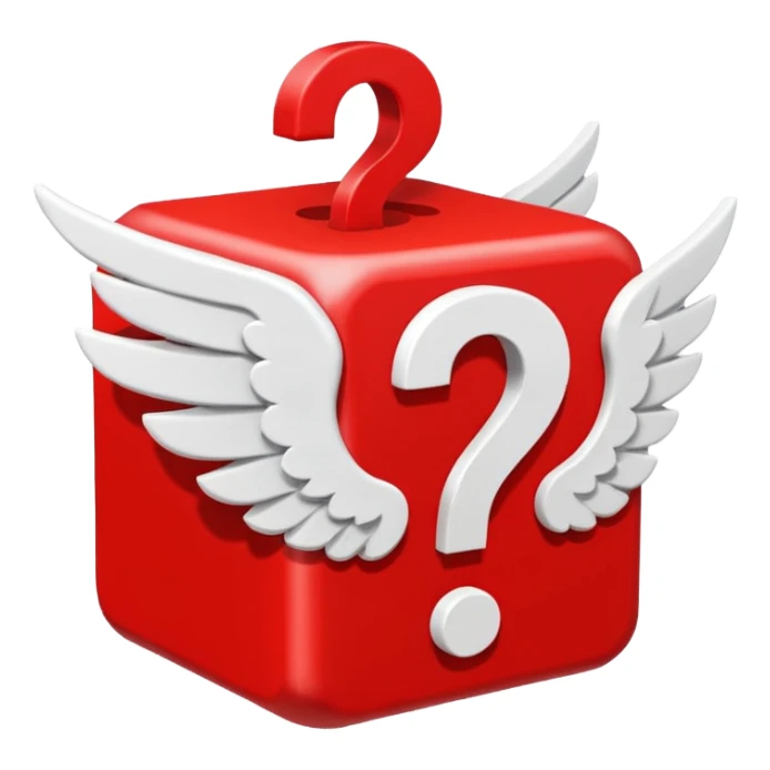 red being the block itself while the white parts are the question marks which are used in all of the lucky blocks, corners, and face. It has 2 white wings on each side like the other Lucky Blocks. It is doing  emoticon: the :3 face. sticker
