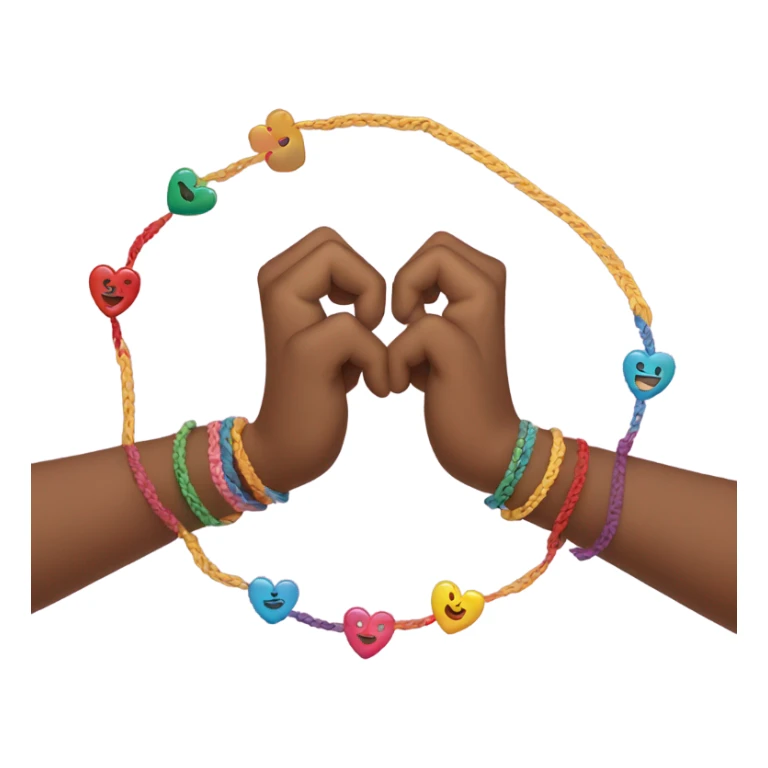 heart hands with friendship bracelets on wrist sticker