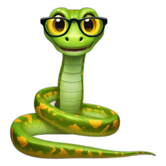 happy snake with glasses friends with cameleon sticker