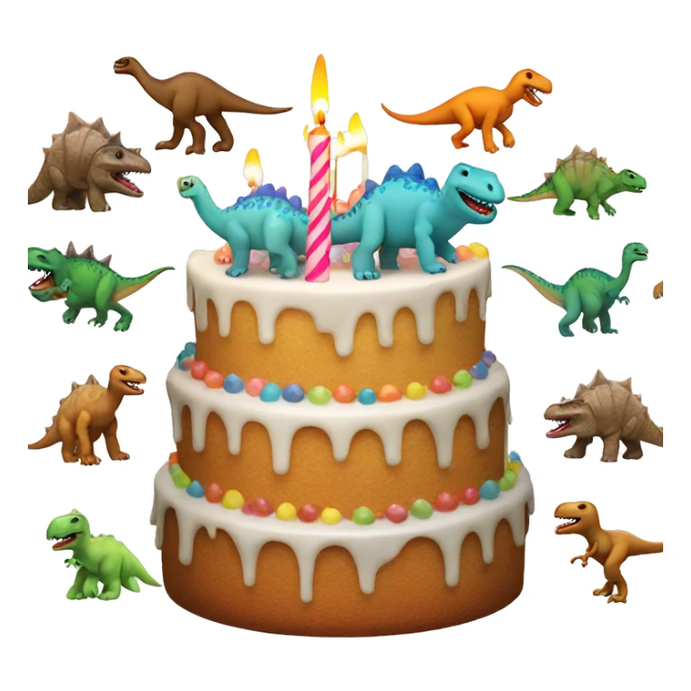 A birthday cake but with dinosaurs instead of candles sticker