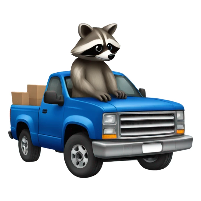 Raccoon driving blue pickup truck 2010 sticker