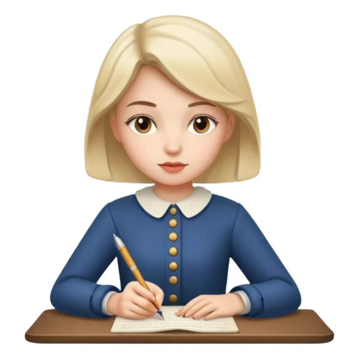 a girl is Writing in a Paper in a vintage outfit sticker